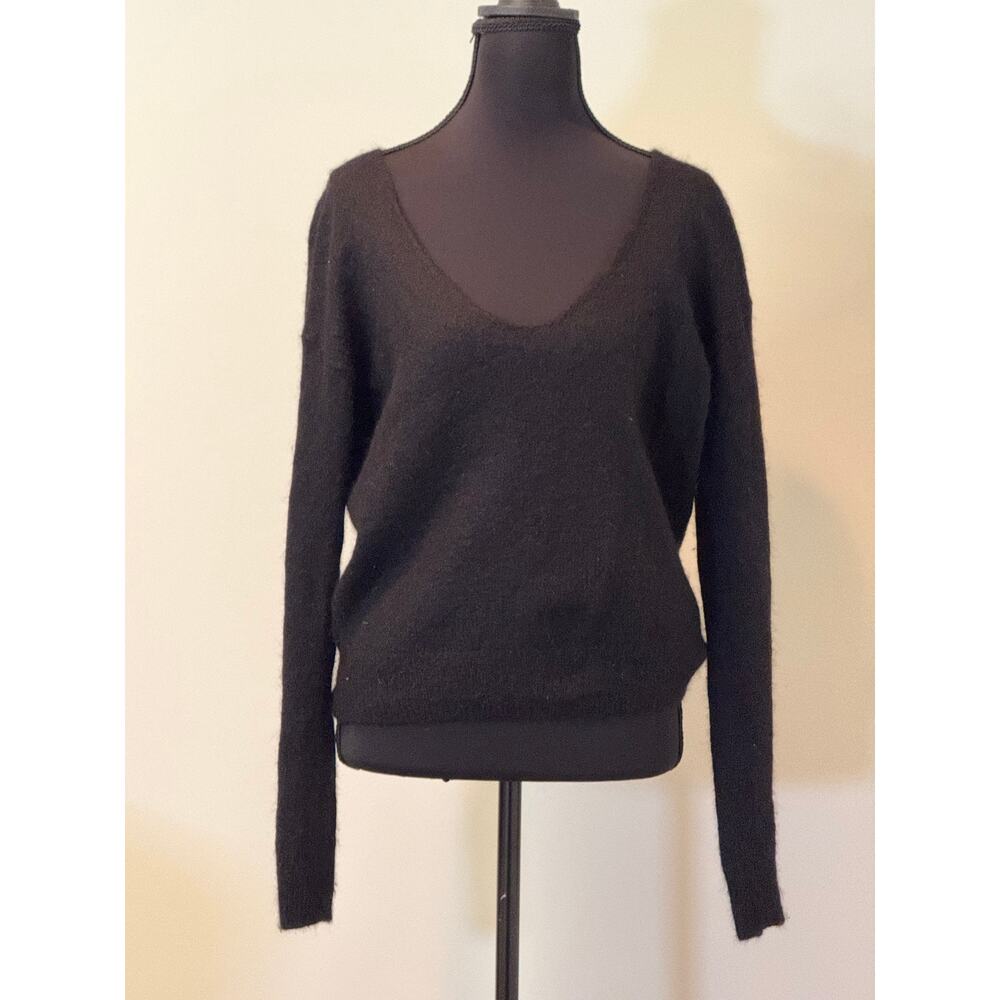 Free People Black Alpaca Wool Scoop Neck Sweater